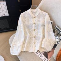 ราคา AIYITI เสื้อเชิ้ตสีขาวลายลูกไม้สไตล์จีน แขนยาว ไซส์ใหญ่ สำหรับผู้หญิงฤดูใบไม้ผลิ (25060543479)