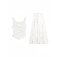 ราคา ชุดเดรสแขนกุดผ้าลูกไม้ขอบลูกไม้สไตล์หวานสำหรับผู้หญิงในฤดูร้อน ชุดสองชิ้น ชุดเดรสยาวทรงเอ ชุดทำงานสไตล์เกาหลี (22402253812)