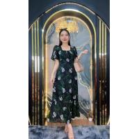 ราคา เดรสยาว ผ้าชีฟอง ย่นอก แขนระบาย กระโปรงระบายชาย1ชั้น ยาว50 ลายดอก (24534913395)