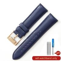 ราคา สำหรับ Fossil ของแท้หนังสายนาฬิกากันน้ำ Cowhide สีน้ำเงินเข้ม Rose หัวเข็มขัดเหล็ก 22 24mm Universal Watchbands (19658398166)