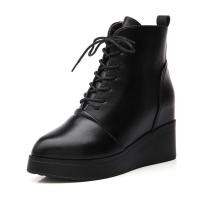 ราคา รองเท้าบูทมาร์ตินหนังแท้หัวกลมส้นหนาซิปข้างสำหรับผู้หญิง (24974791895)