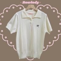 ราคา New เสื้อไหมพรม คอปก โปโล ปักโบว์ ผ้านุ่มนิ่มทอลายเปีย ทวิส แขนตุ๊กตา เอวจั้ม POLO (23103152630)