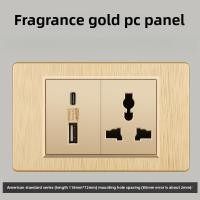 ราคา ทองขัดเงา 20W ชาร์จเร็ว Wall Socket Outlet 1 2 3 4 Gang 2 Way Light Switch 3 6Pin Universal Outlets And Sockets With Electrical Powerpoint Socket With USB Port Set Switches Off On Lamp 250V Black Dimm