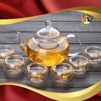 ราคา พร้อมส่ง ชุดกาน้ำชาแก้วใส ชุดชงชา ที่ชงชาแก้วใส 1 ชุดประกอบด้วย กาน้ำชา กาชงชา 1 ใบ 600 ml และแก้วชงชา 6 ใบ (9817240230)