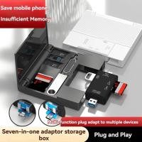 ราคา 7 In1 Multifunctional Card Reader Storage Box USB2 0 TF SD Card Memory Card Case Micro Type C Adapter Card Storage Box (24943799046)