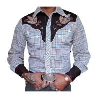 ราคา Men Spring Shirt Vintage Western Cowboy Print Single breasted Slim Fit Long Sleeve Turn down Collar Buttons Streetwear Casual Business Cardigan Shirt Coat (24615496031)