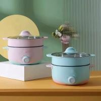 ราคา มัลติฟังก์ชั่ไม่ติดกระทะไฟฟ้าการออกแบบป้องกันการลวกหอพักใช้หม้อร้อนไฟฟ้าสามารถใช้สำหรับหม้อร้อน นึ่ง ระเบิด ต้มซุปฯลฯหมุนสามเกียร์ปรับทำความสะอาดง่ายสองสีหลายขนาดสามารถเลือกได้ด้วยมือจับป้องกันการลวก 