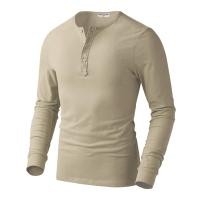 ราคา Mens Daily Slim Fit Henley Collar Shirts Cotton Casual Soft Long Sleeve Lightweight Button T Shirts (17343898072)