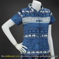 ราคา มีจำนวนจำกัด เสื้อหม้อห้อมหญิง คอจีน กระดุมจีน เข้ารูป ลายช้าง เสื้อพื้นเมือง เสื้อหม้อฮ่อม เสื้อหม้อห้อม (4798372121)