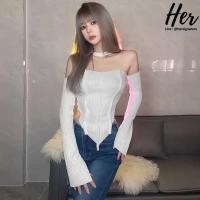 ราคา พร้อมส่ง 4สี ครอปปาดไหล่ ครอปไหมพรม ครอปสายฝอ ครอปแขนยาว เกาะอกแฟชั่น เกาะอกสายฝอ เกาะอกไหมพรม ปาดไหล่แขนยาว 3631 (18439890694)