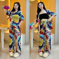 ราคา TT20552 Set 2 ชิ้น เสื้อปกฮาวาย มัดย้อม กางเกงขายาวมัดย้อม เสื้อสงกรานต์ (23087425639)