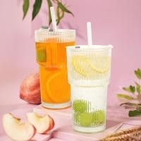 ราคา 1pc 400ML 600ML Square Glass Coffee Mug with Lid Straw Transparent Drinkware for Iced Coffee Milk Beer for Kitchen Dining Coffee Cup (25260848847)