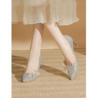 ราคา รองเท้าแต่งงานแบบฝรั่งเศส Heshow รองเท้าส้นสูงคริสตัลสองทาง ผู้หญิง ส้นวิจิตรความรู้สึกหรูหรารองเท้าเจ้าสาวลายดอกไม้สีทอง (22897229937)