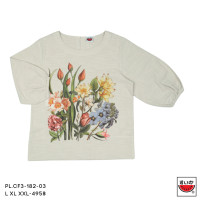 ราคา เสื้อแตงโม SUIKA เสื้อแตงโม คอปาดกระดุมหลัง แขนสามส่วนทรงตุ๊ก พิมพ์ลายดอกไม้ PL CF3 183 165 182 048 090 186 (22856395951)