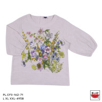 ราคา เสื้อแตงโม SUIKA เสื้อแตงโม คอปาดแขนสามส่วนจั๊มปลายแขนผ้าสลาฟ พิมพ์ลายดอกไม้ PL CF3 161 162 162 160 174 170 (22029743842)