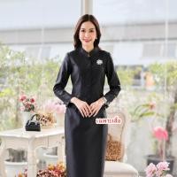 ราคา ขายแยกเสื้อ ผ้าถุง ชุดไทยจิตรลดาสีดำ ผ้าไหมสี่เส้นอัดกาวทั้งผืนด้วยผ้าซัพกาวเนื้อนุ่ม งานเย็บเรียบร้อย (25648945748)