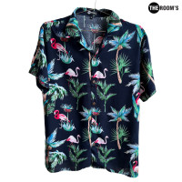 ราคา THE ROOMS เดอะรูม เสื้อฮาวาย โคตรนุ่ม แขนสั้น ผ้าไหมญี่ปุ่น ผ้าดีมาก ลาย ฟรามิงโก้ (24418471120)