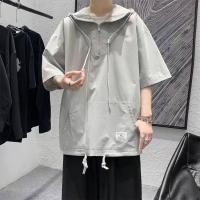 ราคา แขนสั้นสีเหลือง Pure Color เสื้อฮู้ด ผู้ชาย ฤดูร้อน โอเวอร์ไซส์ เสื้อแจ็คเก็ต Ins Seven Sleeve ดีไซน์ Sense T Shirt ลำลอง หลวม Fit Tee (14865744788)