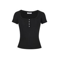 ราคา Moses ราชินี Queen Of Mercy Cewek Seksi ความปรารถนาอันบริสุทธิ์เสื้อสไตล์แขนสั้น Baju Rajutan ตัวยูคอใหญ่ของผู้หญิงออกแบบกระดุมสไตล์ฤดูร้อนเสื้อยืดใหม่หดเอวแสดงเสื้อบาง 63141 (24723580435)