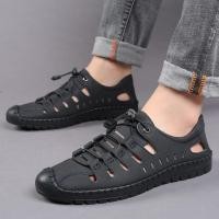 ราคา Men Sandals รองเท้าแตะรัดส้น รองเท้าผู้ชาย รองเท้าชายหาด รองเท้าลุย รองเท้าแบน รองเท้าลำลอง ฉลุ รองเท้าลุยน้ำ (22839219321)
