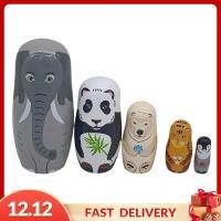 ราคา Gispark ตุ๊กตาทำรังรัสเซียดีไซน์สัตว์น่ารักตุ๊กตาแม่ลูกดกลายแพนด้าหมีขาวไม้1ชุด (24872597906)