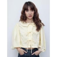 ราคา เสื้อครอปคอบัว Chérie 143 แขนยาววินเทจ ดีเทลโบว์ผูกสุดเก๋น่ารักตะโกนเหมือนเดินออกมาจากซีรีส์เกาหลี (23668165206)