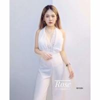 ราคา TW10722 จั้มสูทขายาวอกแต่งลูกไม้ผูกเอว (877738436)
