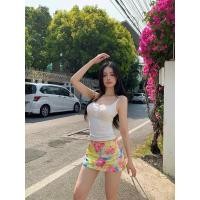 ราคา Cici 2529 กระโปรงสั้นลายดอกสีสันสดใส มีซับใน ซิบข้าง สไตล์สาวฮาวาย (24396727327)