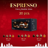 ราคา เซ็ตลูกบอลคริสต์มาส 20 ลูก กล่อง Espresso Christmas Bauble Glass Set Ø 5 6 7 cm (25128340937)