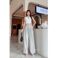 ราคา WENDY PANTS กางเกงขายาวลายริ้วกระบอกใหญ่ จีบทวิส เก็บทรงสวย (24467273441)