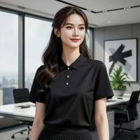 ราคา เสื้อดำไว้ทุกข์ เสื้อโปโลสีดำ คอปก for men women Cotton100 T136 (25494266830)