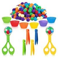 ราคา danglan Sensory Bin Filler Fine Motor Toys Sensory Bin Filler 2 Scissors Storage Box for Sorting Counting Training (24093119423)