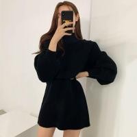 ราคา ชุดเดรสสเวตเตอร์คอตั้งสีดำ ชุดเดรสยาวคลุมเข่าสไตล์เกาหลี ชุดเดรสยาวปานกลาง ชุดเดรสยาวคลุมเข่า ชุดเดรสยาวปานกลาง (21874615596)