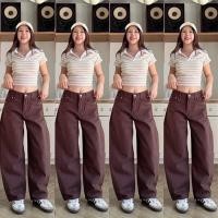 ราคา พร้อมส่ง Babarry On Street กางเกงขายาว ทรงบอลลูน รุ่น Barrel Style เอวสูง ผ้าไม่ยืด C J (25131133295)