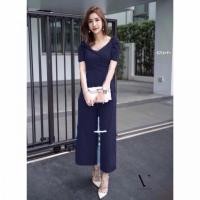 ราคา TT6714 จั้มสูท ขายาวแขนจับจีบ ทรงป้ายด้านหน้า (22833971723)