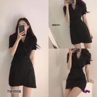 ราคา TT9956 เดรสปกสูทกระดุมหน้า (23085612291)