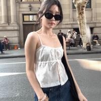 ราคา Cici Y6329 เสื้อสายเดี่ยวผูกหน้า เชือกรูดได้ สายปรับได้ สไตล์สาวคาเฟ่มินิมอล (24764570370)