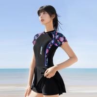 ราคา ชุดว่ายน้ำผู้หญิงแขนสั้น ชุดว่ายน้ำป้องกันรังสีUV ชุดว่ายน้ำกระโปรง ชุดติดกันแขนยาวกระโปรงลายน่ารัก ชุดว่ายน้ำพรางหุ่น D2932 (20803289680)