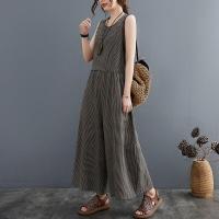 ราคา เสื้อกล้ามคอกลมลายสก๊อตผ้าฝ้ายผสมผ้าลินินแบบใหม่ฤดูร้อนจั้มสูทกางเกงขากว้างทรงหลวมใส่แล้วดูผอมเพรียวกางเกงผู้หญิงกางเกงขายาวผ้าลินินสำหรับฤดูร้อน (21982909919)