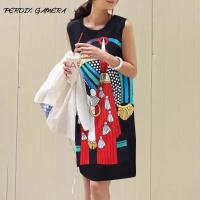 ราคา PERDIX GAMERAผู้หญิงเกาหลีแขนกุดรอบคอ H พิมพ์บุคลิกภาพชุด (24807763220)
