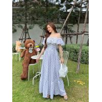 ราคา mookrinstyleพร้อมส่ง ชุดเดรสกระโปรงยาว ชุดเดรสยาวปาดไหล่ ช่วงอกแต่งระบายสีสวยมาก ชุดไปทะเล ชุดเกาะอก (25338900392)