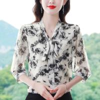 ราคา เสื้อชีฟองผู้หญิงแขนสั้นคอวีลายดอกไม้แขนสามส่วนเสื้อทรงหลวมและอเนกประสงค์มาใหม่สำหรับฤดูร้อน (21483410471)