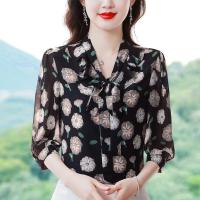 ราคา เสื้อชีฟองผู้หญิงแขนสั้นคอวีลายดอกไม้แขนสามส่วนเสื้อทรงหลวมและอเนกประสงค์มาใหม่สำหรับฤดูร้อน (21483410466)