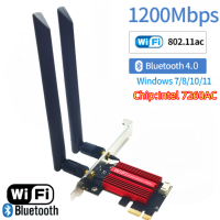 ราคา FlyEnjoy 1200Mbps PCI E WIFI Wireless Network Card Desktop Dual Band antenna 8DB 2 4G 5G PCI e PCIe 2 in 1 WIFI Bluetooth Adapter 7260AC (25467225990)