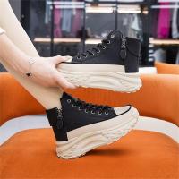 ราคา มาใหม่ แฟชั่นเก๋รองเท้าผ้าใบผู้หญิงพื้นสูง รองเท้าพื้นหนาผูกเชือก เสริมส้น 2 36นิ้ว กันลื่น ซิปข้าง รองเท้าผ้าใบลำลอง (23865045437)