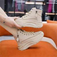 ราคา มาใหม่ แฟชั่นเก๋รองเท้าผ้าใบผู้หญิงพื้นสูง รองเท้าพื้นหนาผูกเชือก เสริมส้น 2 36นิ้ว กันลื่น ซิปข้าง รองเท้าผ้าใบลำลอง (23177318632)