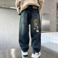 ราคา กางเกงยีนส์แฟชั่นเด็กชายลายการ์ตูนปัก (25205142541)