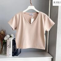 ราคา Ivy Crop Top เสื้อครอปสาวอวบ สไตล์มินิมอล ผ้ายูนิโคล อก34 46 นิ้ว เสื้อยืดคอวี 576 (23795864375)