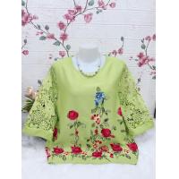ราคา สื้อลูกไม้ผ้าลินิน ผสม เสื้อลูกไม้ใส่ทำบุญ เสื้อลูกไม้ไซส์ใหญ่ รอบอก38 42 44 46 48 52นิ้วฟรีไซส์ มี3ไซส์หน้าผ้า42 46 52นิ้วใส่สบาย ปักลายดอกสวย (21901367087)