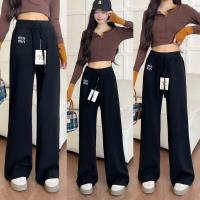 ราคา 8011 กางเกงไหมพรมขายาว เอวยางยืดงานปักอักษร ผ้าหนานุ่ม ป้าย k (23130371893)